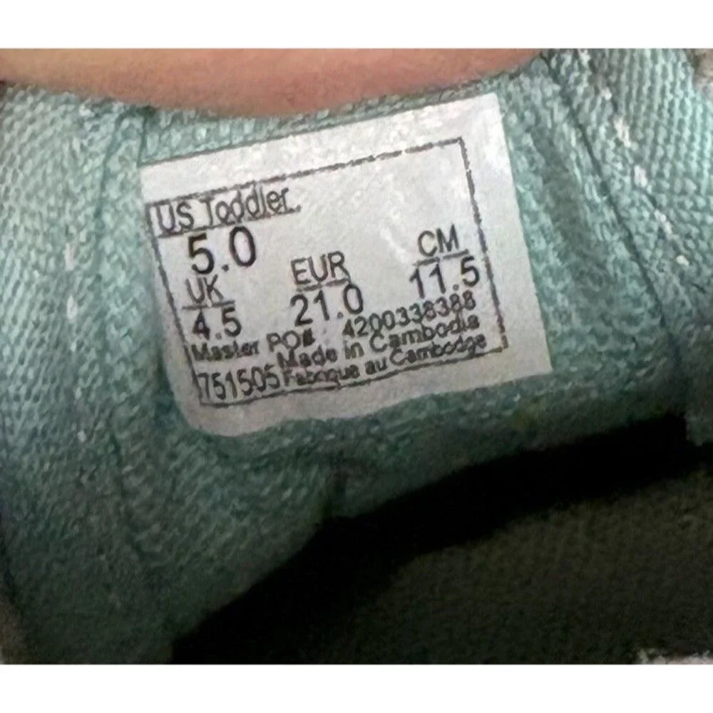 Vans Old‎ Skool V Blue Green Glitter Skate Shoe Toddler Size 5 - Play Condition